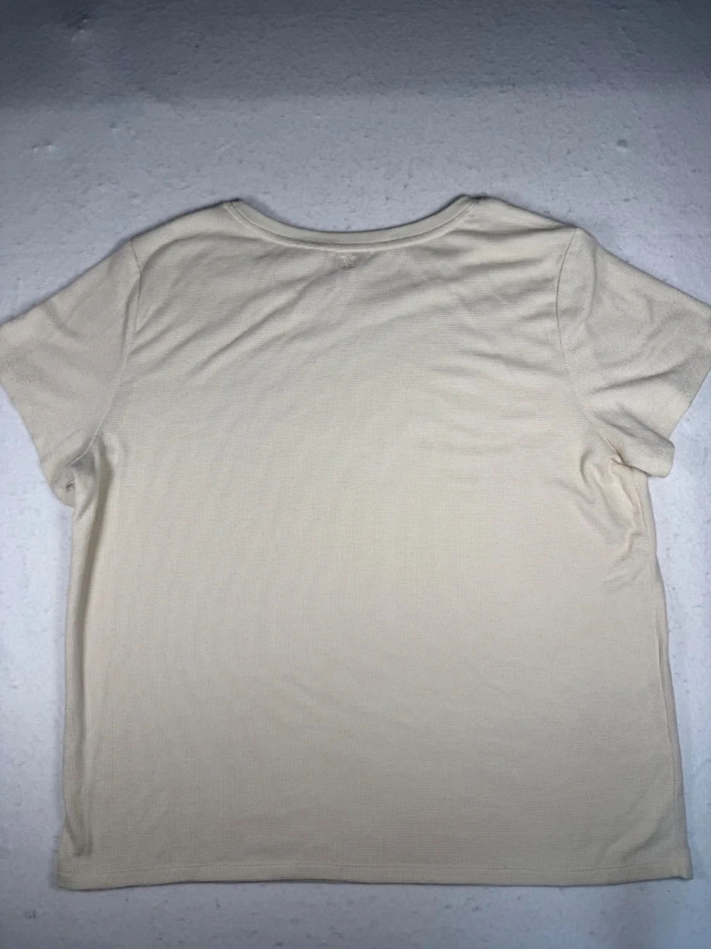 Victoria's Secret Waffle Knit Tee Shirt Short Sleeve Ivory Cream Women's XL EUC